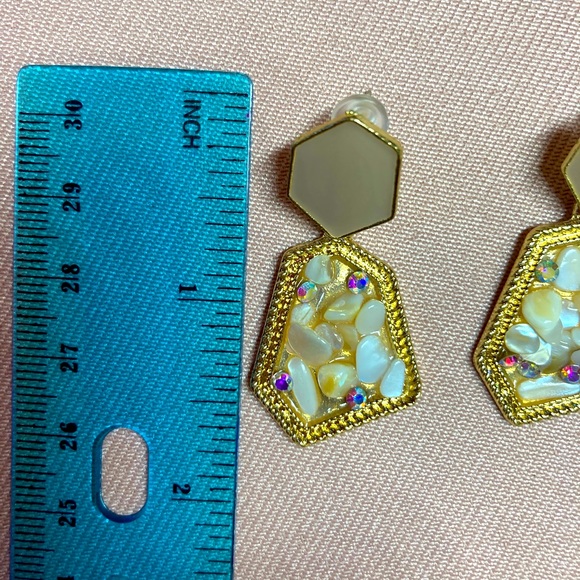 Gold Plated 14K Crystals Drop Earrings - Picture 5 of 5